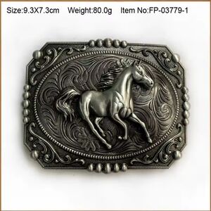 Western Rodeo Horse equestrian belt buckle Silver Or Gold